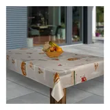 Laro Wachstuch-Tischdecke Sterne Weihnachten Weihnachts-Motive PVC Wachstischdecke Eckig Meterware Wasserabweisend Abwischbar |20|, Muster:Weihnachten Haus Blume Beige, Größe:100x140