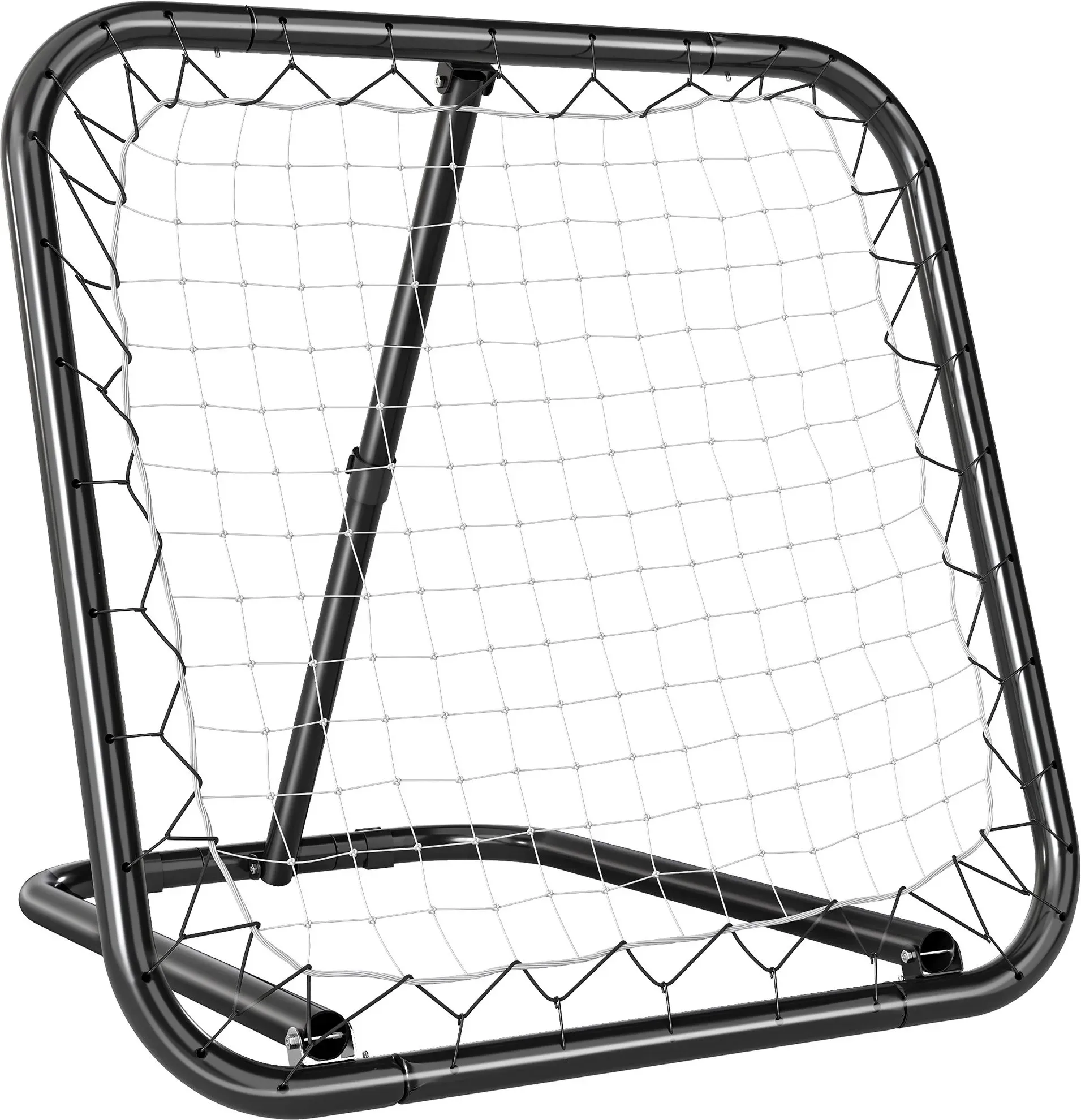 HOMCOM Fußball Rebounder klappbar Kickback Tor Rückprallwand 5 Stufen für Baseball & Basketball, Metall Schwarz 78x84x65-78cm   Aosom.de