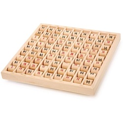 Small foot 11059 - Multiplizier Tabelle aus Holz, Lernspiel zum Erlernen des kleinen 1x1 in der Grundschule, Rechenbrett mit Selbstkontrolle