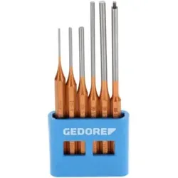 Gedore Splinttreiber-Satz inkl. PVC-Halter, 6-teilig, lange Form, Stahl/Lackierung, Silber/Kupfer