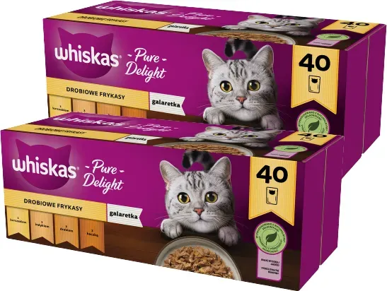 WHISKAS Adult Sachets 80 x 85 g Geflügelfrikadellen - Nassfutter für ausgewachsene Katzen, in Gelee (Stücke mit: Huhn, Pute, Geflügel, Ente) (Rabatt für Stammkunden 3%)