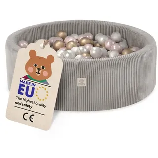 plush nest MISIOO Bällebad mit Schaumstoff-Füllung - 90x30cm - 200 Bälle für Bällebad - Hochwertige Bällebad Bälle für Kinder - Sicheres Spielzeug - B... - Beige
