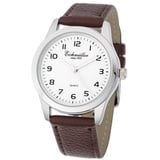 EICHMÜLLER Herrenuhr RE1000 weiss-braun Lederband 39 mm