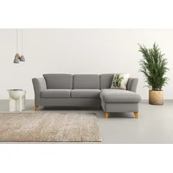 Ecksofa HOME AFFAIRE "Trelleborg L-Form", grau, B:249cm H:86cm T:162cm, 100% Polyester, Sofas, Federkern-Polsterung, wahlweise mit Bettfunktion und Bettkasten