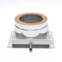ASTEC Isolierte Verankerungsplatte mit Ablauf 60 mm Doppelwandig Edelstahlschornstein transparent