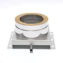 ASTEC Isolierte Verankerungsplatte mit Ablauf 60 mm Doppelwandig Edelstahlschornstein transparent