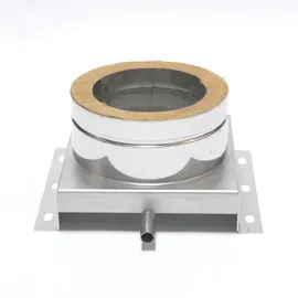 ASTEC Isolierte Verankerungsplatte mit Ablauf 60 mm Doppelwandig Edelstahlschornstein transparent