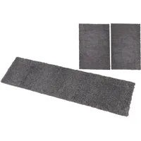 OTTO home Bettumrandung Shaggy 30, Höhe 30 mm, (3-tlg), gewebt, 2- oder 3-teilig, Bettvorleger, Läufer-Set, Uni-Farben blau