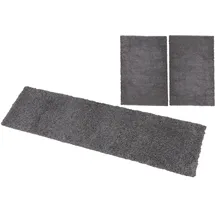OTTO home Bettumrandung Shaggy 30, Höhe 30 mm, (3-tlg), gewebt, 2- oder 3-teilig, Bettvorleger, Läufer-Set, Uni-Farben blau