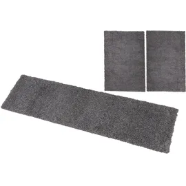 OTTO home Bettumrandung Shaggy 30, Höhe 30 mm, (3-tlg), gewebt, 2- oder 3-teilig, Bettvorleger, Läufer-Set, Uni-Farben blau