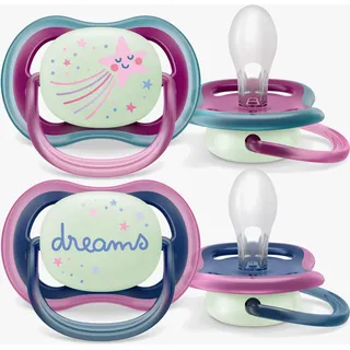 Philips Avent ultra air Night Schnuller 2er-Pack 6-18m, Lila/Pink