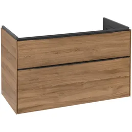 Villeroy & Boch Waschbeckenunterschrank Subway 3.0 2 Auszüge 97,3 x 47,8 x 57,6 cm Kansas Oak / Volcano Black