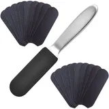 Wenxiaw Fußfeile für Verhärtete Oder Trockene Haut-Edelstahl Hornhautentferner Doppelseitig und 22 Ersatz-Schleifpapier, Nagelfeilen Grobe und Feine Hornhautfeile-Hornhaut Entferner für Hand und Fuss