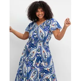 sheego Maxikleid Beige/Weiß Paisley 50