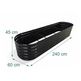 Relaxdays Hochbeet Metall halbrund 60 x 240 x 45 cm Anthrazit