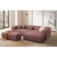 Polsterecke LEGER HOME BY LENA GERCKE "PIARA XXL, L-Form mit Schlaffunktion, Big-Sofa in Cord o. Leinenoptik" Sofas Gr. B/T: 288 cm x 198 cm, Cord, Ottomane rechts, beige (puder) Hocker stellbar zum Schlafsofa (Krokodilverbinder), tiefe Sitzfläche