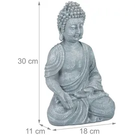 Relaxdays Buddha Figur sitzend 30 cm, Grau