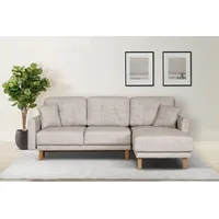 Home Affaire Ecksofa HOME AFFAIRE Triplo, Zierkissen, Schlaffunktion, B/T/H: 234/164/89 cm, L-Form" Sofas Gr. B/H/T: 234 cm x 89 cm x 164 cm, Samtoptik, Recamiere rechts, mit Bettfunktion-mit Bettkasten, beige (creme) Ecksofas