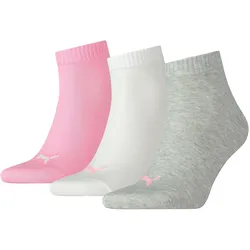 PUMA Unisex Socken - Quarter-Socken, Sneaker-Socken, Damen, Herren, Vorteilspack Grau/Rosa/Weiß 35-38 9er Pack