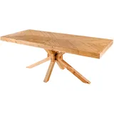 Riess Ambiente Massivholz Esstisch MOSAIK 200cm Natur Pinienholz recycelt Sterngestell Esszimmertisch Holztisch Küchentisch Fischgräten-Design recycelt