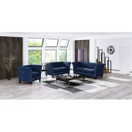 s-style möbel Chesterfield-Sofa für Wohnzimmer, Lounge Couch mit Holzfüßen
