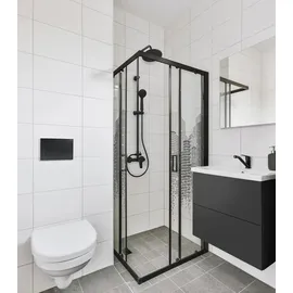 Deante Boro Duschsystem mit Armatur Schwarz 3 Strahlarten
