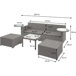 Mendler Poly-Rattan Garnitur HWC-J38, Garten-/Lounge-Set Sitzgruppe, Spun Poly halbrundes Rattan ~ grau, Kissen anthrazit