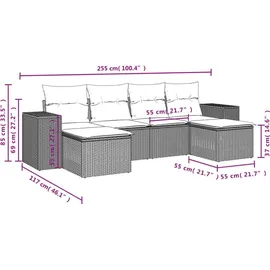 vidaXL Gartensofa-Set 6-tlg. schwarz