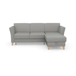 Ecksofa SIT & MORE "Visby L-Form", silber, B:248cm H:87cm T:162cm, Sofas, Wahlweise mit Bettfunktion und Bettkasten, frei im Raum stellbar