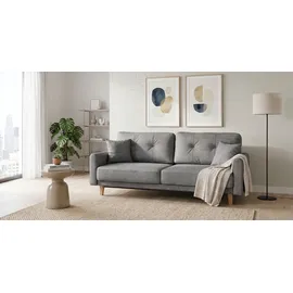 Home Affaire 3-Sitzer HOME AFFAIRE "TRIPLO optionale Schlafsofa mit Bettkasten, Maße B/T/H: 215/100/89 cm", grau, B:215cm H:89cm T:100cm, 100% Polyester, Sofas, Wahlweise Bettfunktion - Liegefläche 145x191 cm, Rücken-, Zierkissen