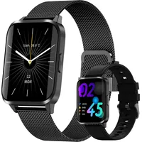 MODFU Damen Smartwatch 1,69 Zoll Fitness Tracker, Android, IP68 Wasserdicht, Ultra flach, Puls, Blutdruck, Blutsauerstoff, 13 Sportmodi - Schwarz