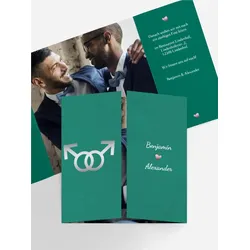 Einladungen zur Hochzeit selbst gestalten mit Spruch und Fotos im Onlinedesigner bei Meine-Kartenmanufaktur.de