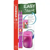 Stabilo Schul-Set für Rechtshänder EASYgraph S in pink inkl. Spitzer + Radierer