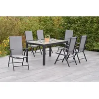 Merxx »»Amalfi««, (Set, 7 tlg., 5-fach verstellbare Rückenlehne), Ausziehtisch: LxB: 200-300 x 110 cm grau