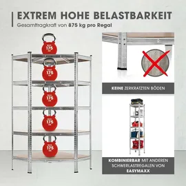 EasyMaxx Eckregal Stahl 180x90x40 cm silber/grau