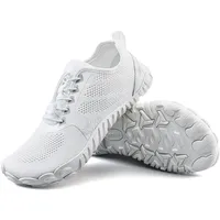 WateLves Barfuss Schuhe Damen Fitnessschuhe Knit Barfußschuhe Herren Minimalistische Breiter Zehenbox(Weiß,39EU) - 39 EU