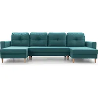 e-meubles – Wohnlandschaft Ecksofa U-Form mit Schlaffunktion Eckcouch mit Bettkasten Sofa Couch Polsterecke U-Sofa - 300x137x84cm - carl u - Blau