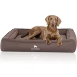 Knuffelwuff Hundebett aus Velours mit Handwebcharakter Yukon Orthopädisch 155 x 125cm Graubraun
