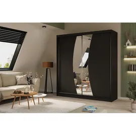 altdecor Kleiderschrank, Schwarz, Holzwerkstoff, 200x216x61 cm, Schlafzimmer, Kleiderschränke
