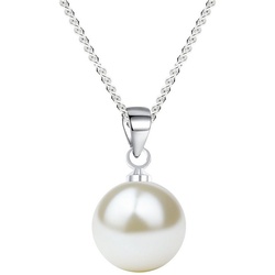 LÖB Kette mit Anhänger Damen Halskette 925 Silber Tropfen Perlen Anhänger Perlenkette Weiß (Geschenke für Frauen Freundin Sie zum Geburtstag Weihnachten Weihnachtsgeschenke), Perlenanhänger 10mm Collier Tropfenanhänger Braut Brautschmuck weiß