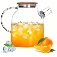 Teekanne Glas 1800ML Teekanne mit herausnehmbarem Filter & Holzdeckel, Teapot Glaskanne Transparente, Hitzebeständige Hochborosilikat Teekannendesign für Tee Blumentee Saft Heiße Getränke