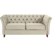 Chesterfield-Sofa HOME AFFAIRE "Reims" Sofas Gr. B/H/T: 180cm x 76cm x 88cm, Samtoptik, beige (creme) mit echter Chesterfield-Knopfheftung, hochwertige Verarbeitung