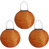 Youning Lampions Außen Wetterfest Solar LED Laterne Wasserdicht Hängende Solar Lampion für Außen 30cm Solarlaterne Outdoor Deko Nylon Papier Laterne Runde Gartenlampions Außenlaternen (3PCS/Orange)