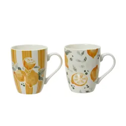 Tasse Zitrone  sortiert   , gelb , Porzellan , Maße (cm): B: 8,5 H: 10