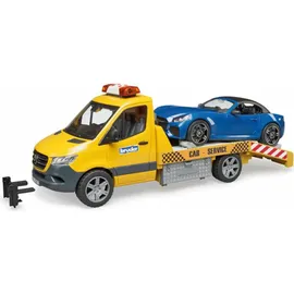 Bruder 02675 MB Sprinter Autotransporter mit Light - Sound Modul und Roadster