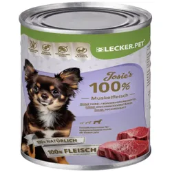 12 x 400 g Lecker.Pet® Josie's 100 % Muskelfleisch Rind Hundefutter Nassfutter