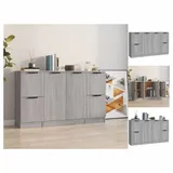 vidaXL Sideboards 3 Stk. Grau Sonoma Holzwerkstoff