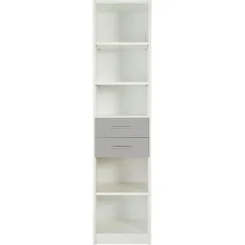 WIMEX Joker, hohes Bücherregal mit 2 Schubladen grau|weiß