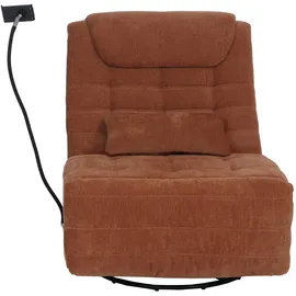 Mendler Relaxsessel HWC-P92 Chenille 82 x 96 x 82 cm Orange mit Liegeposition