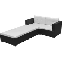 Ankonbej 3-tlg. Garten-Lounge-Set mit Auflagen Poly Rattan Schwarz - Schwarz